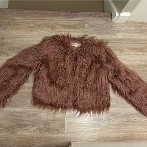 Free People purple shag jacket XS fluffy faux fur jacket